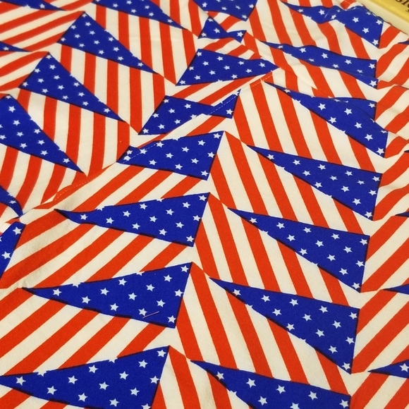 LuLaRoe One Size 2-10 Leggings Patriotic Stars & Stripes USA Flag Red White Blue - Picture 2 of 8
